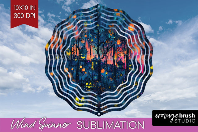Neon Halloween Wind Spinner, Spooky Wind Spinner Sublimation Sublimation OrangeBrushStudio 