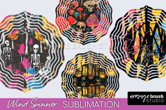 Neon Halloween Wind Spinner, Spooky Wind Spinner Sublimation Sublimation OrangeBrushStudio 