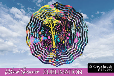 Neon Halloween Wind Spinner, Spooky Wind Spinner Sublimation Sublimation OrangeBrushStudio 