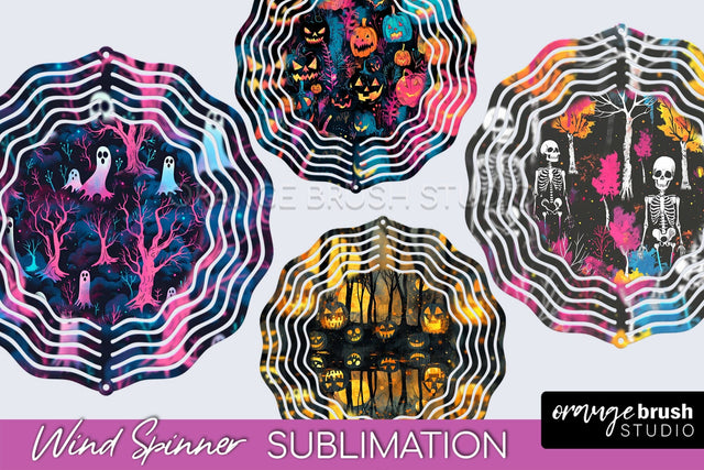 Neon Halloween Wind Spinner, Spooky Wind Spinner Sublimation Sublimation OrangeBrushStudio 