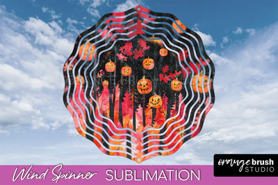 Neon Halloween Wind Spinner, Spooky Wind Spinner Sublimation Sublimation OrangeBrushStudio 