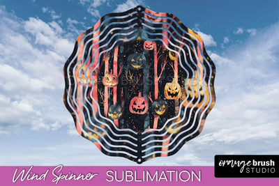 Neon Halloween Wind Spinner, Spooky Wind Spinner Sublimation Sublimation OrangeBrushStudio 
