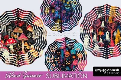 Neon Halloween Wind Spinner, Spooky Wind Spinner Sublimation Sublimation OrangeBrushStudio 