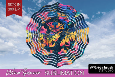 Neon Halloween Wind Spinner, Spooky Wind Spinner Sublimation Sublimation OrangeBrushStudio 