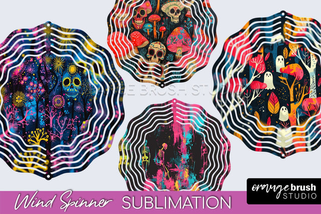 Neon Halloween Wind Spinner, Spooky Wind Spinner Sublimation Sublimation OrangeBrushStudio 