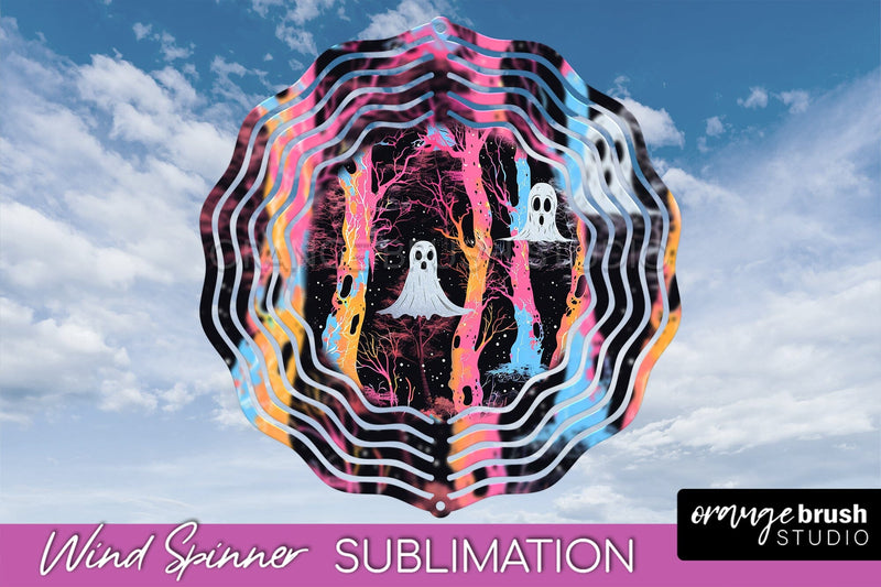 Neon Halloween Wind Spinner, Spooky Wind Spinner Sublimation Sublimation OrangeBrushStudio 