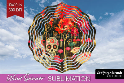 Neon Halloween Wind Spinner, Spooky Wind Spinner Sublimation Sublimation OrangeBrushStudio 