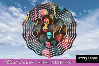 Neon Halloween Wind Spinner, Spooky Wind Spinner Sublimation Sublimation OrangeBrushStudio 