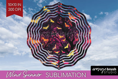 Neon Halloween Wind Spinner, Spooky Wind Spinner Sublimation Sublimation OrangeBrushStudio 