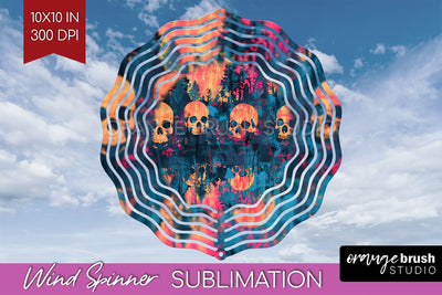Neon Halloween Wind Spinner, Spooky Wind Spinner Sublimation Sublimation OrangeBrushStudio 