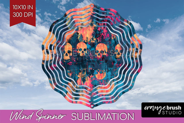 Neon Halloween Wind Spinner, Spooky Wind Spinner Sublimation Sublimation OrangeBrushStudio 