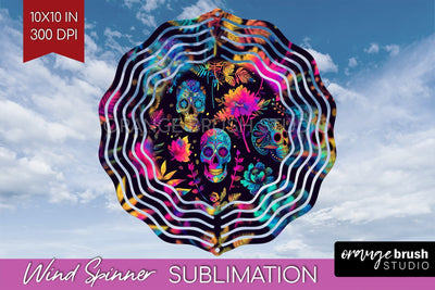 Neon Halloween Wind Spinner, Spooky Wind Spinner Sublimation Sublimation OrangeBrushStudio 