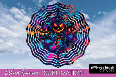 Neon Halloween Wind Spinner, Spooky Wind Spinner Sublimation Sublimation OrangeBrushStudio 