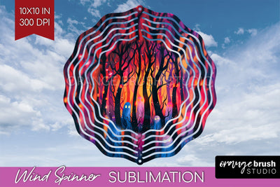 Neon Halloween Wind Spinner, Spooky Wind Spinner Sublimation Sublimation OrangeBrushStudio 