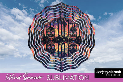 Neon Halloween Wind Spinner, Spooky Wind Spinner Sublimation Sublimation OrangeBrushStudio 