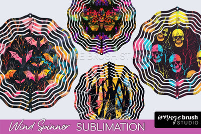 Neon Halloween Wind Spinner, Spooky Wind Spinner Sublimation Sublimation OrangeBrushStudio 
