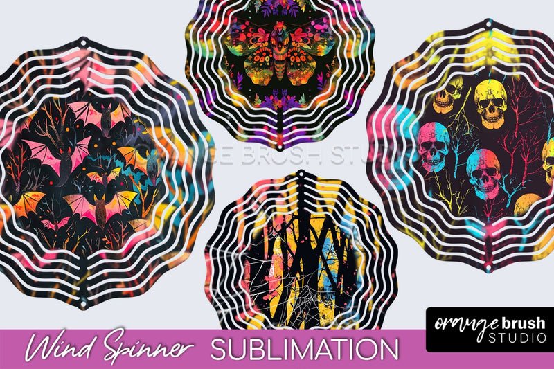 Neon Halloween Wind Spinner, Spooky Wind Spinner Sublimation Sublimation OrangeBrushStudio 