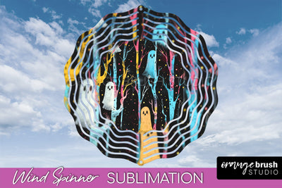Neon Halloween Wind Spinner, Spooky Wind Spinner Sublimation Sublimation OrangeBrushStudio 