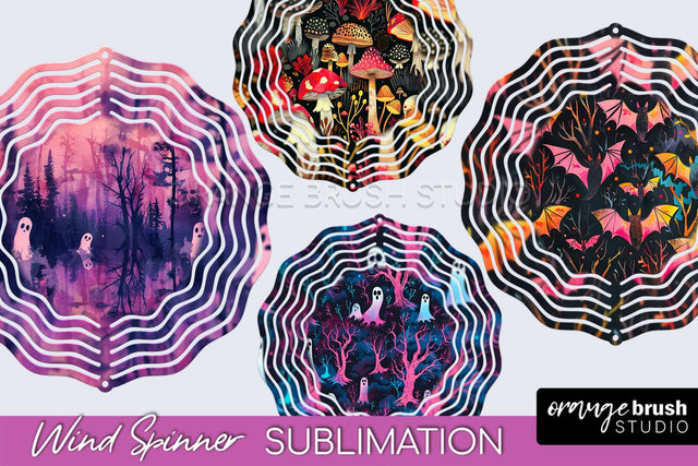 Neon Halloween Wind Spinner, Spooky Wind Spinner Sublimation Sublimation OrangeBrushStudio 