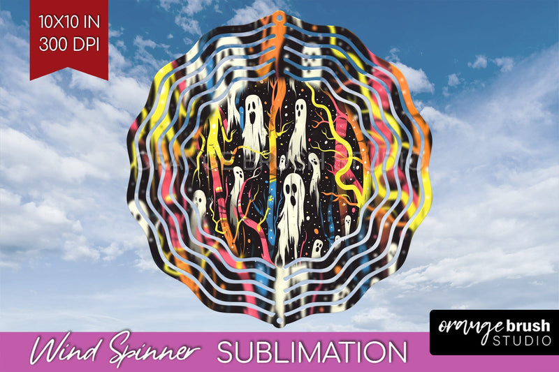 Neon Halloween Wind Spinner, Spooky Wind Spinner Sublimation Sublimation OrangeBrushStudio 