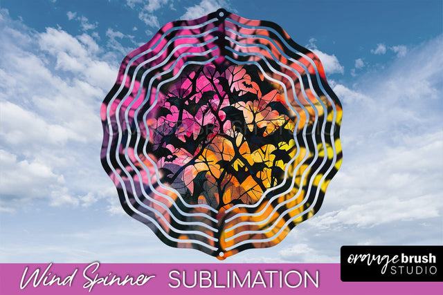 Neon Halloween Wind Spinner, Spooky Wind Spinner Sublimation Sublimation OrangeBrushStudio 