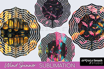 Neon Halloween Wind Spinner, Spooky Wind Spinner Sublimation Sublimation OrangeBrushStudio 