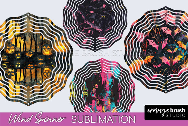 Neon Halloween Wind Spinner, Spooky Wind Spinner Sublimation Sublimation OrangeBrushStudio 