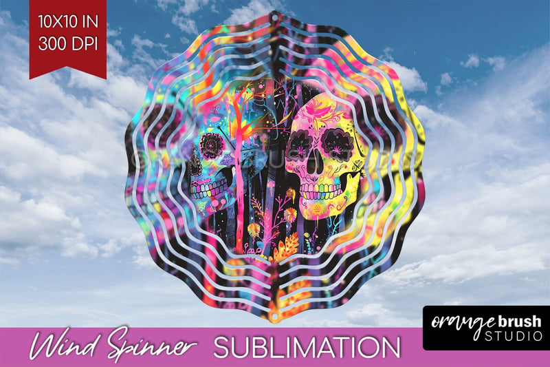 Neon Halloween Wind Spinner, Spooky Wind Spinner Sublimation Sublimation OrangeBrushStudio 