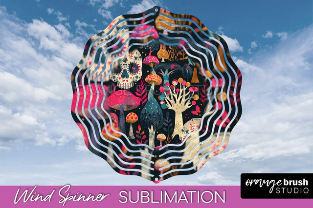 Neon Halloween Wind Spinner, Spooky Wind Spinner Sublimation Sublimation OrangeBrushStudio 