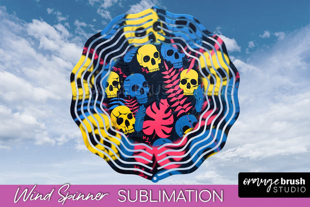 Neon Halloween Wind Spinner, Spooky Wind Spinner Sublimation Sublimation OrangeBrushStudio 