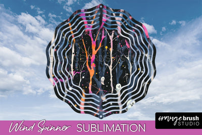 Neon Halloween Wind Spinner, Spooky Wind Spinner Sublimation Sublimation OrangeBrushStudio 