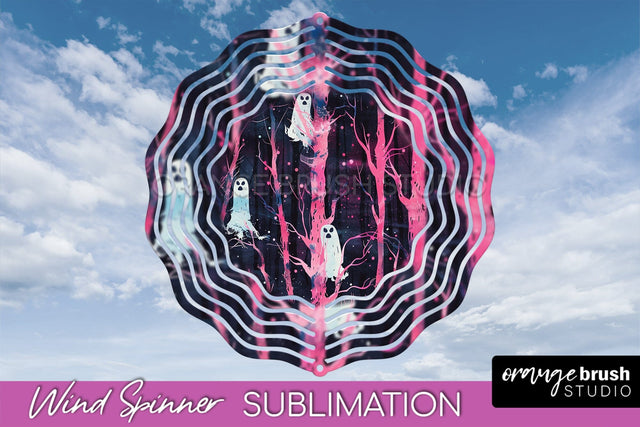 Neon Halloween Wind Spinner, Spooky Wind Spinner Sublimation Sublimation OrangeBrushStudio 