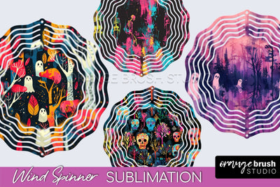 Neon Halloween Wind Spinner, Spooky Wind Spinner Sublimation Sublimation OrangeBrushStudio 