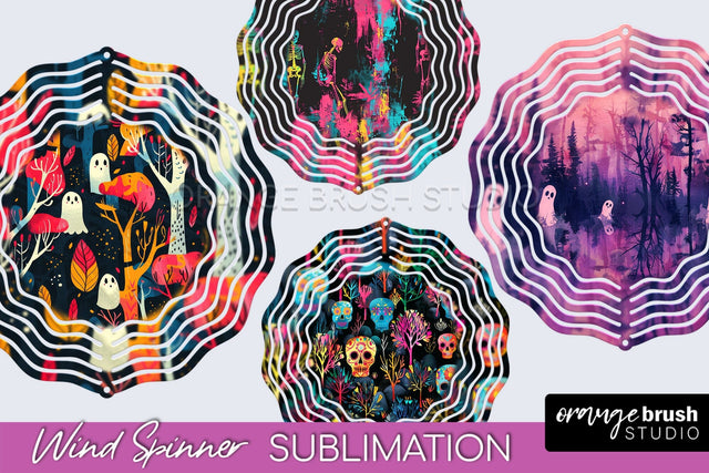 Neon Halloween Wind Spinner, Spooky Wind Spinner Sublimation Sublimation OrangeBrushStudio 