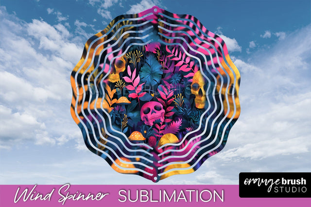 Neon Halloween Wind Spinner, Spooky Wind Spinner Sublimation Sublimation OrangeBrushStudio 