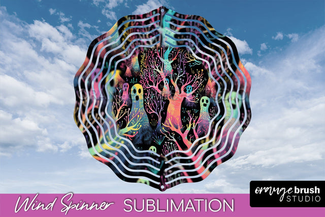 Neon Halloween Wind Spinner, Spooky Wind Spinner Sublimation Sublimation OrangeBrushStudio 