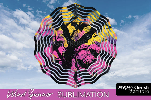 Neon Halloween Wind Spinner, Spooky Wind Spinner Sublimation Sublimation OrangeBrushStudio 