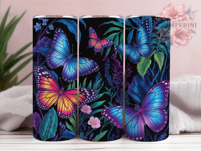 Neon Holographic Butterfly Tumbler, Holographic Butterfly Tumbler, Vibrant Butterfly Wrap, Whimsical Neon Wrap, Artistic Holographic Wrap, Sublimation Design, Trendy Gift Idea Sublimation Li Zamperini 