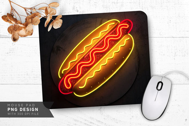 Neon Hotdog Glow Mouse Pad Design Sublimation Regulrcrative 