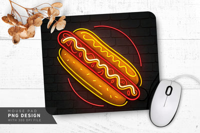 Neon Hotdog Glow Mouse Pad Design Sublimation Regulrcrative 