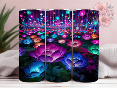 Neon Iridescent Tulip Tumbler, Iridescent Floral Tumbler, Spring Tulip Wrap, Vibrant Flower Wrap, Artistic Tulip Wrap, Sublimation Design, Trendy Gift Idea Sublimation Li Zamperini 