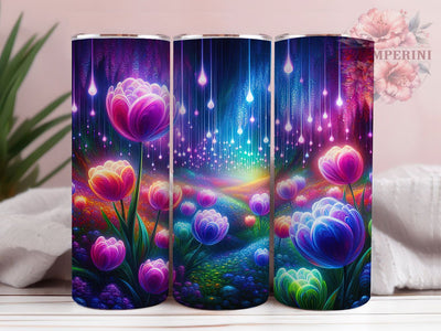 Neon Iridescent Tulip Tumbler, Iridescent Floral Tumbler, Spring Tulip Wrap, Vibrant Flower Wrap, Artistic Tulip Wrap, Sublimation Design, Trendy Gift Idea Sublimation Li Zamperini 