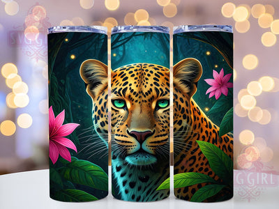 Neon Jaguar 20oz Tumbler, Colorful Animal Art, 20oz Tumbler Wrap, Sublimation Design, Wild Cat Decor, Jungle Lover Gift, Vibrant Wildlife Gift Sublimation SvggirlplusArt 
