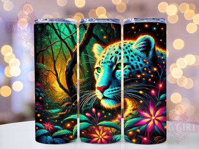 Neon Jaguar 20oz Tumbler, Colorful Animal Art, 20oz Tumbler Wrap, Sublimation Design, Wild Cat Decor, Jungle Lover Gift, Vibrant Wildlife Gift Sublimation SvggirlplusArt 