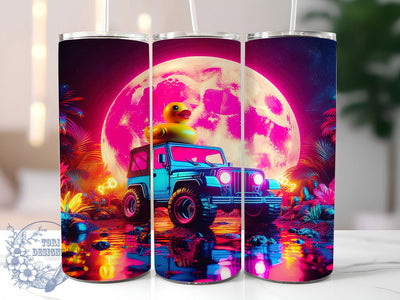 Neon Jeep Rubber Duck Tumbler Wrap, Neon Jeep Tumbler, Aesthetic Duck Cup, Off-Road Adventure Tumbler, 20oz Jeep Lover Wrap, Cute Rubber Duck PNG, Trendy Neon Tumbler Design Sublimation ToriDesigns 
