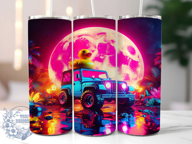 Neon Jeep Rubber Duck Tumbler Wrap, Neon Jeep Tumbler, Aesthetic Duck Cup, Off-Road Adventure Tumbler, 20oz Jeep Lover Wrap, Cute Rubber Duck PNG, Trendy Neon Tumbler Design Sublimation ToriDesigns 