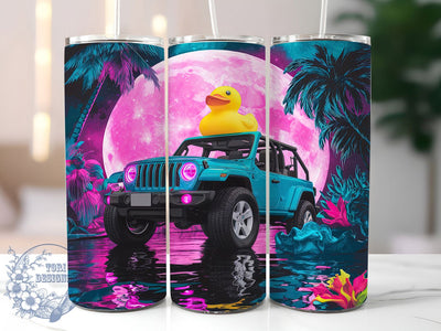 Neon Jeep Rubber Duck Tumbler Wrap, Neon Jeep Tumbler, Aesthetic Duck Cup, Off-Road Adventure Tumbler, 20oz Jeep Lover Wrap, Cute Rubber Duck PNG, Trendy Neon Tumbler Design Sublimation ToriDesigns 