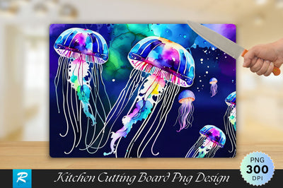 Neon Jellyfish Cutting Board Sublimation Regulrcrative 