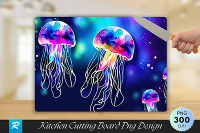 Neon Jellyfish Cutting Board Sublimation Regulrcrative 