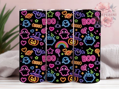 Neon Kawaii Halloween 20oz Tumbler, Neon Halloween, Kawaii Style, Cute Spooky, Sublimation Wrap, 20oz Tumbler, Playful Aesthetic, Retro Vibes Sublimation Li Zamperini 